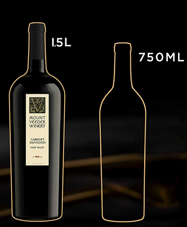 A rendering of the size difference between a 750mL bottle and a 1.5L magnum2019 Mount Veeder Cabernet Sauvignon Napa Valley 1.5L